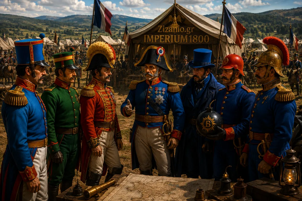 Στρατηγοί Imperium 1800 σε συμβούλιο πολέμου έξω από τη σκηνή του στρατοπέδου